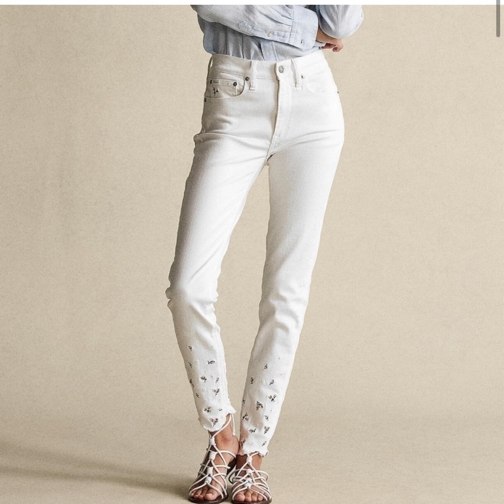 Polo Ralph Lauren white denim jeans with flowers